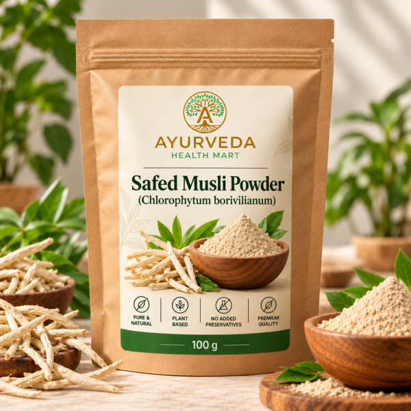 Ayurveda Health Mart Safed Musli Powder 100 g kraft pouch packaging