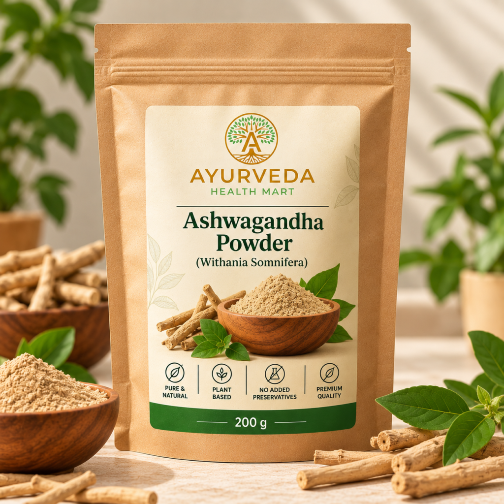 Ashwagandha powder product for an Ayurvedic everyday stress management guide